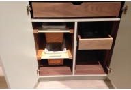 Wicker basket and pull-out drawers